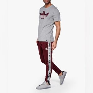 Adidas Maroon Joggers w/ Reflective lettering, Unisex, Medium